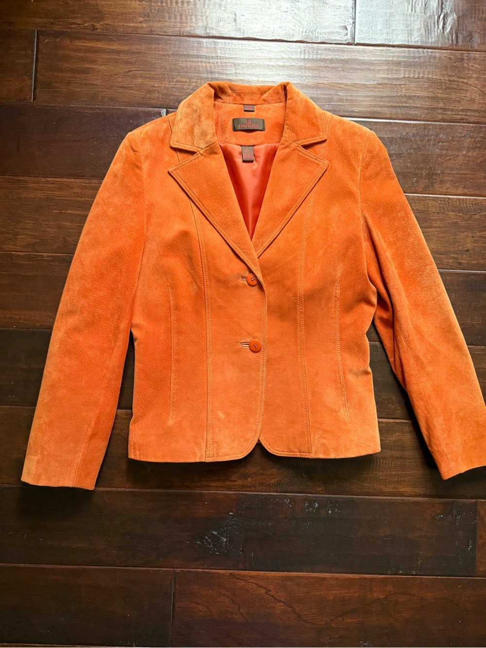 Vintage Danier Genuine Suede Leather Blazer Burnt Orange Y2K XS